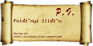 Polónyi Ilián névjegykártya